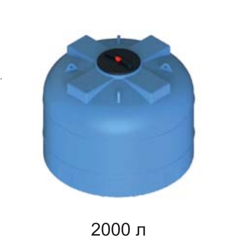 Емкость 2000л для стационарного хранения с фланцем и крышкой с клапанами (Синий) [А_2002ВФК2]