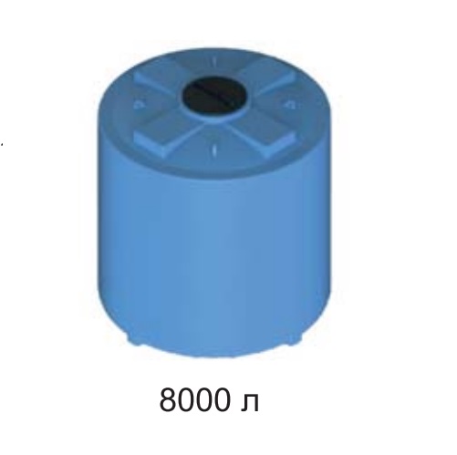 Емкость цилиндр. 8000 л с фланцем D560 мм с рез. уплотнен. и крышкой с клапанами (Синий) [8000ВФК2]