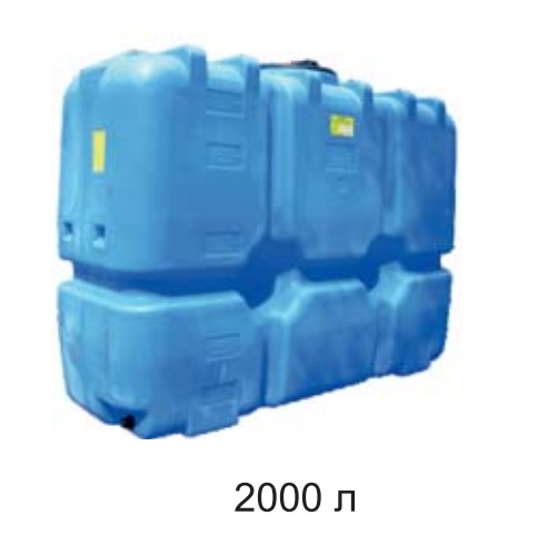 Танк 2000 л с фланцем и крышкой с клапанами, со сливом (Синий) [Т2000ФК23]